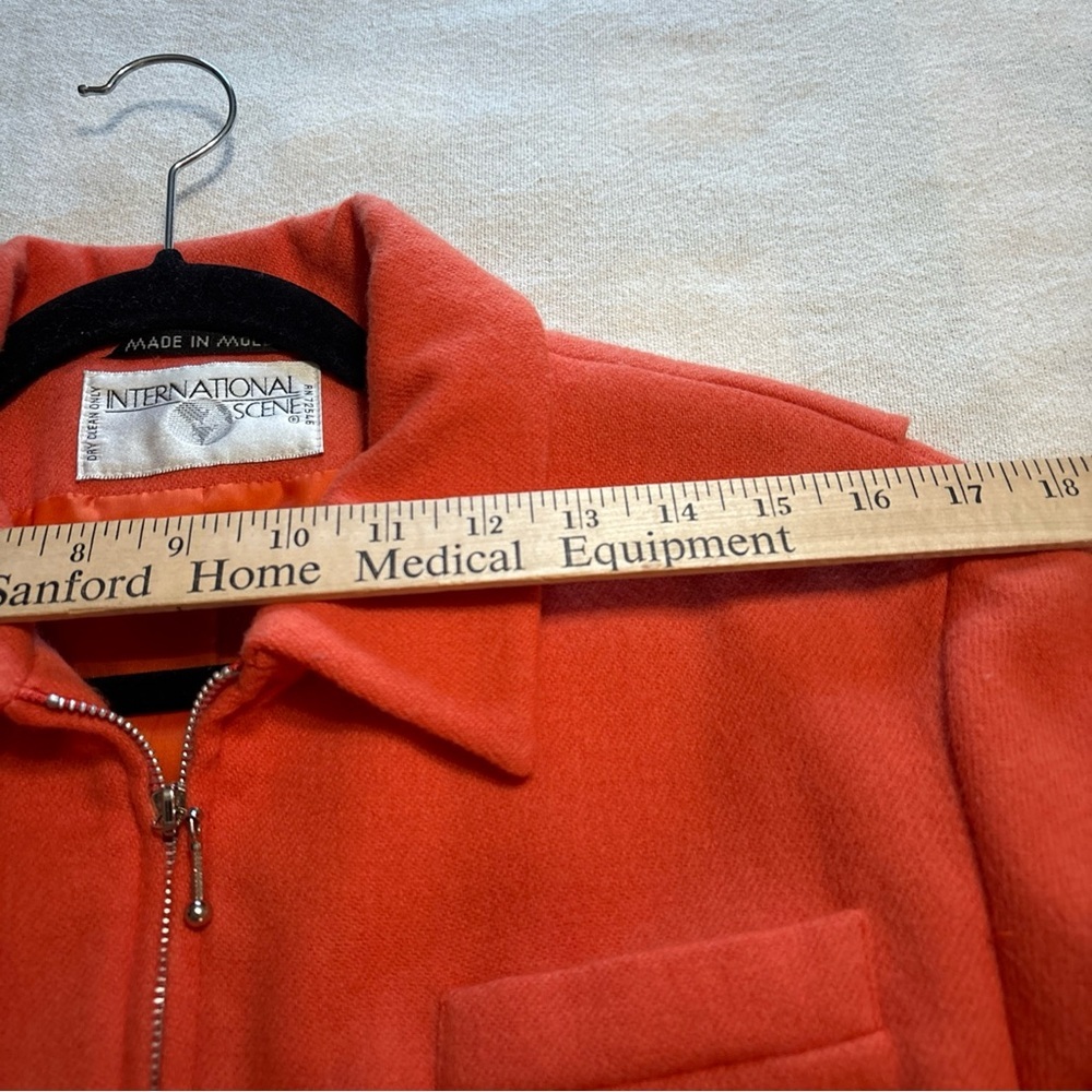 VTG International Scene Orange‎ Wool Blend Pea Coat  Lined Women’s SZ 11/12 - Picture 12 of 15